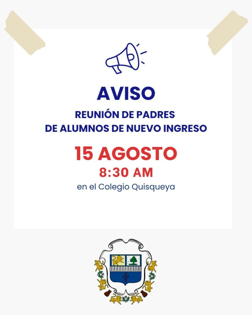 REUNIÓN PARA PADRES DE ALUMNOS DE NUEVO INGRESO